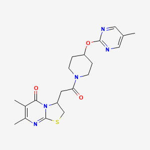 molecular formula C20H25N5O3S B2881803 6,7-dimethyl-3-(2-{4-[(5-methylpyrimidin-2-yl)oxy]piperidin-1-yl}-2-oxoethyl)-2H,3H,5H-[1,3]thiazolo[3,2-a]pyrimidin-5-one CAS No. 2380168-51-2