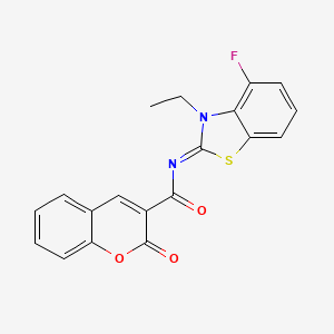 molecular formula C19H13FN2O3S B2881809 N-[(2Z)-3-ethyl-4-fluoro-2,3-dihydro-1,3-benzothiazol-2-ylidene]-2-oxo-2H-chromene-3-carboxamide CAS No. 868375-17-1