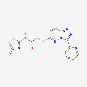 molecular formula C16H13N7OS2 B2881833 N-(4-methyl-1,3-thiazol-2-yl)-2-{[3-(pyridin-2-yl)-[1,2,4]triazolo[4,3-b]pyridazin-6-yl]sulfanyl}acetamide CAS No. 868967-88-8