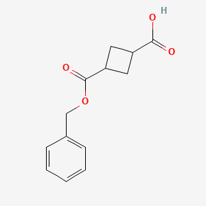 molecular formula C13H14O4 B2881870 cis-Cyclobutane-1,3-dicarboxylic acid monobenzyl ester CAS No. 1638764-75-6