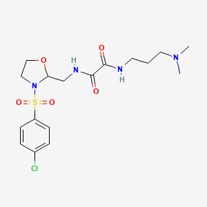 molecular formula C17H25ClN4O5S B2881899 N'-{[3-(4-chlorobenzenesulfonyl)-1,3-oxazolidin-2-yl]methyl}-N-[3-(dimethylamino)propyl]ethanediamide CAS No. 874804-58-7
