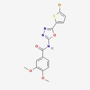 molecular formula C15H12BrN3O4S B2881909 N-[5-(5-bromothiophen-2-yl)-1,3,4-oxadiazol-2-yl]-3,4-dimethoxybenzamide CAS No. 1021070-84-7