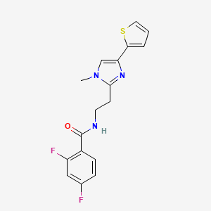 molecular formula C17H15F2N3OS B2881934 2,4-difluoro-N-{2-[1-methyl-4-(thiophen-2-yl)-1H-imidazol-2-yl]ethyl}benzamide CAS No. 1396765-60-8