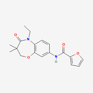 molecular formula C18H20N2O4 B2881944 N-(5-ethyl-3,3-dimethyl-4-oxo-2,3,4,5-tetrahydro-1,5-benzoxazepin-8-yl)furan-2-carboxamide CAS No. 921562-61-0