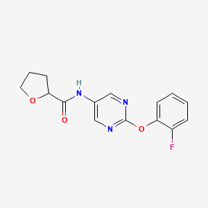 molecular formula C15H14FN3O3 B2881971 N-(2-(2-fluorophenoxy)pyrimidin-5-yl)tetrahydrofuran-2-carboxamide CAS No. 1421444-59-8