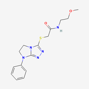 molecular formula C15H19N5O2S B2881974 N-(2-methoxyethyl)-2-((7-phenyl-6,7-dihydro-5H-imidazo[2,1-c][1,2,4]triazol-3-yl)thio)acetamide CAS No. 921557-52-0