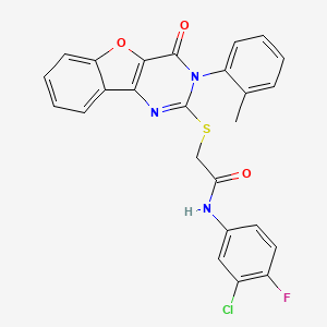 N-(3-chloro-4-fluorophenyl)-2-((4-oxo-3-(o-tolyl)-3,4-dihydrobenzofuro[3,2-d]pyrimidin-2-yl)thio)acetamide
