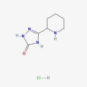 molecular formula C7H13ClN4O B2881991 5-(piperidin-2-yl)-2,3-dihydro-1H-1,2,4-triazol-3-one hydrochloride CAS No. 1803606-37-2