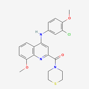 (4-((3-Chloro-4-methoxyphenyl)amino)-8-methoxyquinolin-2-yl)(thiomorpholino)methanone