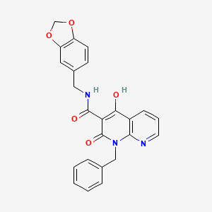 molecular formula C24H19N3O5 B2882000 N-[(2H-1,3-benzodioxol-5-yl)methyl]-1-benzyl-4-hydroxy-2-oxo-1,2-dihydro-1,8-naphthyridine-3-carboxamide CAS No. 1251612-09-5
