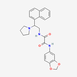 molecular formula C25H25N3O4 B2882001 N-(2H-1,3-benzodioxol-5-yl)-N'-[2-(naphthalen-1-yl)-2-(pyrrolidin-1-yl)ethyl]ethanediamide CAS No. 941977-25-9