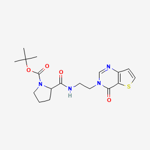molecular formula C18H24N4O4S B2882023 tert-butyl 2-((2-(4-oxothieno[3,2-d]pyrimidin-3(4H)-yl)ethyl)carbamoyl)pyrrolidine-1-carboxylate CAS No. 1902950-67-7