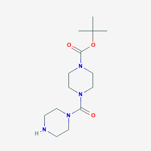 molecular formula C14H26N4O3 B2882038 Tert-butyl 4-(piperazine-1-carbonyl)piperazine-1-carboxylate CAS No. 203520-35-8
