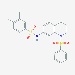 molecular formula C23H24N2O4S2 B2882041 N-[1-(benzenesulfonyl)-1,2,3,4-tetrahydroquinolin-7-yl]-3,4-dimethylbenzene-1-sulfonamide CAS No. 951485-48-6