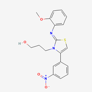 (Z)-3-(2-((2-methoxyphenyl)imino)-4-(3-nitrophenyl)thiazol-3(2H)-yl)propan-1-ol