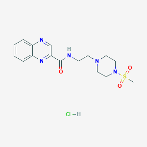 molecular formula C16H22ClN5O3S B2882047 N-(2-(4-(methylsulfonyl)piperazin-1-yl)ethyl)quinoxaline-2-carboxamide hydrochloride CAS No. 1351642-83-5