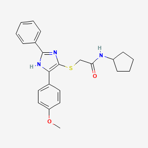 molecular formula C23H25N3O2S B2882054 N-CYCLOPENTYL-2-{[5-(4-METHOXYPHENYL)-2-PHENYL-1H-IMIDAZOL-4-YL]SULFANYL}ACETAMIDE CAS No. 901258-24-0