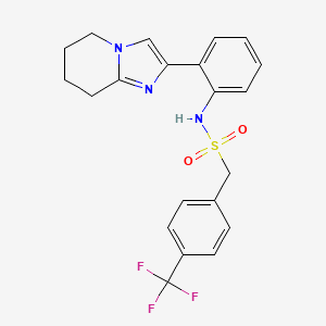molecular formula C21H20F3N3O2S B2882070 N-(2-(5,6,7,8-tetrahydroimidazo[1,2-a]pyridin-2-yl)phenyl)-1-(4-(trifluoromethyl)phenyl)methanesulfonamide CAS No. 2034464-23-6
