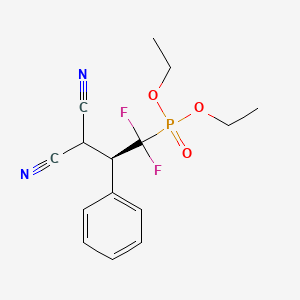 molecular formula C15H17F2N2O3P B2882109 Diethyl (3,3-dicyano-1,1-difluoro-2-phenylpropyl)phosphonate CAS No. 1373611-34-7