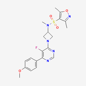 molecular formula C20H22FN5O4S B2882114 N-{1-[5-fluoro-6-(4-methoxyphenyl)pyrimidin-4-yl]azetidin-3-yl}-N,3,5-trimethyl-1,2-oxazole-4-sulfonamide CAS No. 2380189-32-0