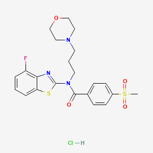 molecular formula C22H25ClFN3O4S2 B2882126 N-(4-FLUORO-1,3-BENZOTHIAZOL-2-YL)-4-METHANESULFONYL-N-[3-(MORPHOLIN-4-YL)PROPYL]BENZAMIDE HYDROCHLORIDE CAS No. 1215616-86-6