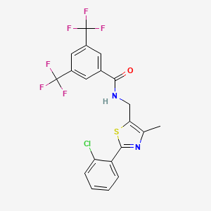 molecular formula C20H13ClF6N2OS B2882139 N-{[2-(2-chlorophenyl)-4-methyl-1,3-thiazol-5-yl]methyl}-3,5-bis(trifluoromethyl)benzamide CAS No. 2325174-02-3