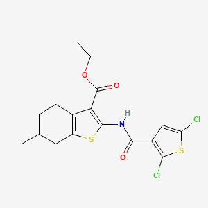 molecular formula C17H17Cl2NO3S2 B2882194 ethyl 2-(2,5-dichlorothiophene-3-amido)-6-methyl-4,5,6,7-tetrahydro-1-benzothiophene-3-carboxylate CAS No. 476643-07-9