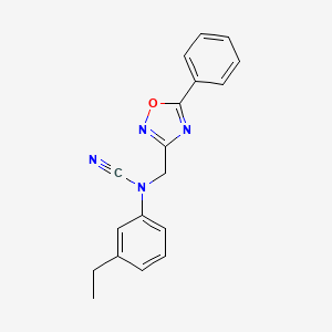 molecular formula C18H16N4O B2882200 N-cyano-3-ethyl-N-[(5-phenyl-1,2,4-oxadiazol-3-yl)methyl]aniline CAS No. 1797000-61-3