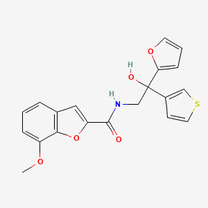 molecular formula C20H17NO5S B2882246 N-(2-(furan-2-yl)-2-hydroxy-2-(thiophen-3-yl)ethyl)-7-methoxybenzofuran-2-carboxamide CAS No. 2034482-98-7