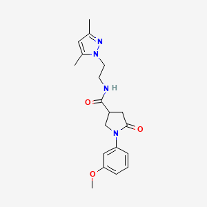 molecular formula C19H24N4O3 B2882248 N-(2-(3,5-dimethyl-1H-pyrazol-1-yl)ethyl)-1-(3-methoxyphenyl)-5-oxopyrrolidine-3-carboxamide CAS No. 1235286-31-3