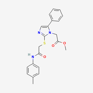 molecular formula C21H21N3O3S B2882285 methyl 2-(2-((2-oxo-2-(p-tolylamino)ethyl)thio)-5-phenyl-1H-imidazol-1-yl)acetate CAS No. 1207040-14-9