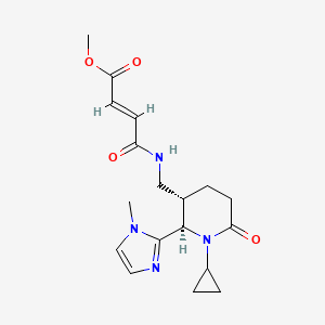 molecular formula C18H24N4O4 B2882288 Methyl (E)-4-[[(2R,3S)-1-cyclopropyl-2-(1-methylimidazol-2-yl)-6-oxopiperidin-3-yl]methylamino]-4-oxobut-2-enoate CAS No. 2411181-11-6