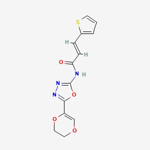 (E)-N-(5-(5,6-dihydro-1,4-dioxin-2-yl)-1,3,4-oxadiazol-2-yl)-3-(thiophen-2-yl)acrylamide