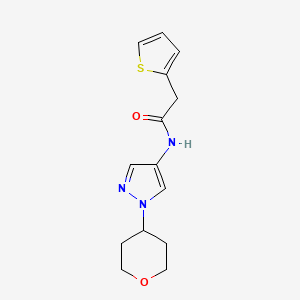 molecular formula C14H17N3O2S B2882315 N-(1-(tetrahydro-2H-pyran-4-yl)-1H-pyrazol-4-yl)-2-(thiophen-2-yl)acetamide CAS No. 1448134-67-5