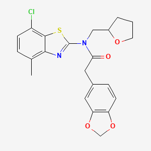 2-(benzo[d][1,3]dioxol-5-yl)-N-(7-chloro-4-methylbenzo[d]thiazol-2-yl)-N-((tetrahydrofuran-2-yl)methyl)acetamide