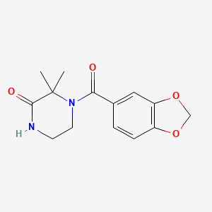 molecular formula C14H16N2O4 B2882411 4-(Benzo[d][1,3]dioxole-5-carbonyl)-3,3-dimethylpiperazin-2-one CAS No. 946208-51-1