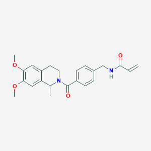 B2882446 N-[[4-(6,7-Dimethoxy-1-methyl-3,4-dihydro-1H-isoquinoline-2-carbonyl)phenyl]methyl]prop-2-enamide CAS No. 2361695-85-2