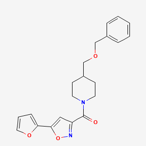 molecular formula C21H22N2O4 B2882477 (4-((Benzyloxy)methyl)piperidin-1-yl)(5-(furan-2-yl)isoxazol-3-yl)methanone CAS No. 1226437-37-1