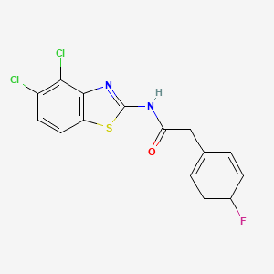 molecular formula C15H9Cl2FN2OS B2882493 N-(4,5-dichloro-1,3-benzothiazol-2-yl)-2-(4-fluorophenyl)acetamide CAS No. 899958-63-5