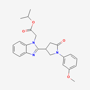 molecular formula C23H25N3O4 B2882512 propan-2-yl 2-{2-[1-(3-methoxyphenyl)-5-oxopyrrolidin-3-yl]-1H-1,3-benzodiazol-1-yl}acetate CAS No. 912903-07-2