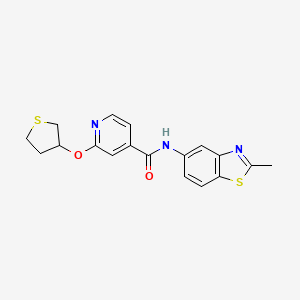 molecular formula C18H17N3O2S2 B2882523 N-(2-methyl-1,3-benzothiazol-5-yl)-2-(thiolan-3-yloxy)pyridine-4-carboxamide CAS No. 2034389-27-8