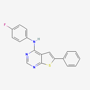 molecular formula C18H12FN3S B2882526 N-(4-fluorophenyl)-6-phenylthieno[2,3-d]pyrimidin-4-amine CAS No. 315709-18-3