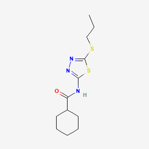 molecular formula C12H19N3OS2 B2882591 N-[5-(propylsulfanyl)-1,3,4-thiadiazol-2-yl]cyclohexanecarboxamide CAS No. 393565-63-4
