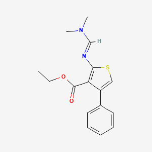 molecular formula C16H18N2O2S B2882597 Ethyl 2-{[(dimethylamino)methylidene]amino}-4-phenylthiophene-3-carboxylate CAS No. 304685-95-8