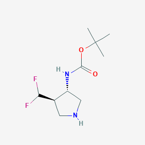 molecular formula C10H18F2N2O2 B2882606 tert-Butyl ((3S,4R)-4-(difluoromethyl)pyrrolidin-3-yl)carbamate CAS No. 1932310-74-1