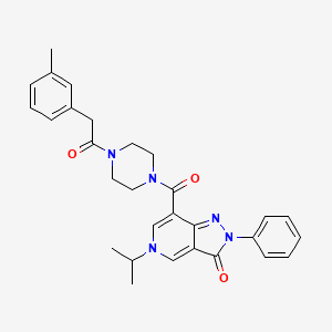 molecular formula C29H31N5O3 B2882610 5-isopropyl-2-phenyl-7-(4-(2-(m-tolyl)acetyl)piperazine-1-carbonyl)-2H-pyrazolo[4,3-c]pyridin-3(5H)-one CAS No. 1105231-15-9
