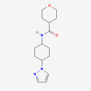 molecular formula C15H23N3O2 B2882611 N-[4-(1H-pyrazol-1-yl)cyclohexyl]oxane-4-carboxamide CAS No. 2097897-31-7