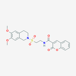 molecular formula C23H24N2O7S B2882613 N-(2-((6,7-dimethoxy-3,4-dihydroisoquinolin-2(1H)-yl)sulfonyl)ethyl)-2-oxo-2H-chromene-3-carboxamide CAS No. 921927-24-4