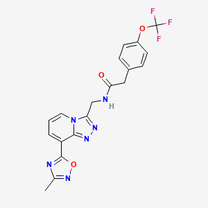 molecular formula C19H15F3N6O3 B2882621 N-((8-(3-methyl-1,2,4-oxadiazol-5-yl)-[1,2,4]triazolo[4,3-a]pyridin-3-yl)methyl)-2-(4-(trifluoromethoxy)phenyl)acetamide CAS No. 2034414-67-8