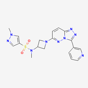 molecular formula C18H19N9O2S B2882635 N,1-dimethyl-N-{1-[3-(pyridin-3-yl)-[1,2,4]triazolo[4,3-b]pyridazin-6-yl]azetidin-3-yl}-1H-pyrazole-4-sulfonamide CAS No. 2379976-70-0